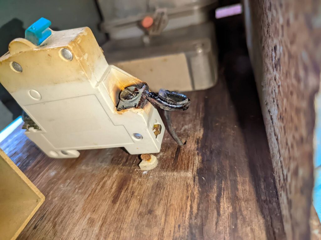 Burnt circuit breaker terminals