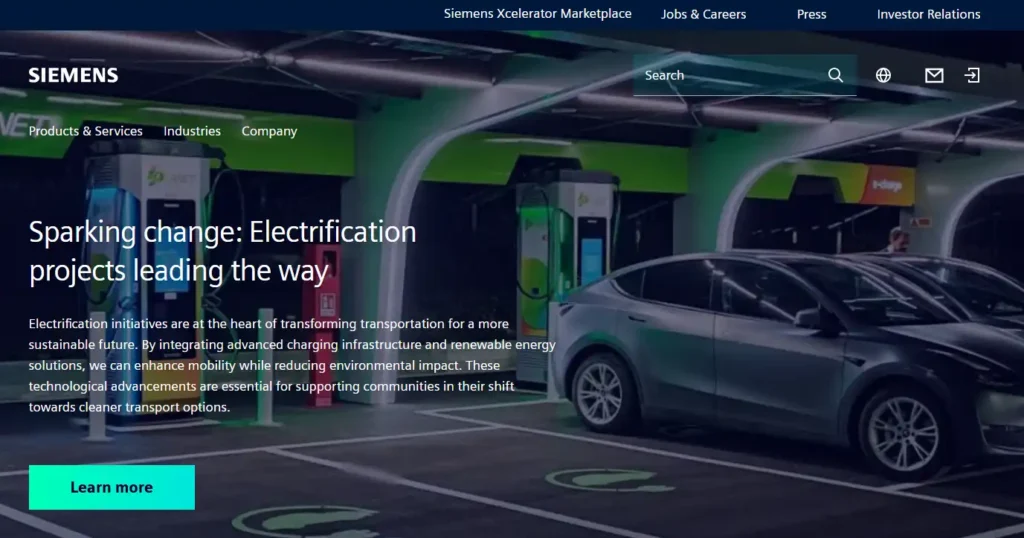 Siemens website homepage image