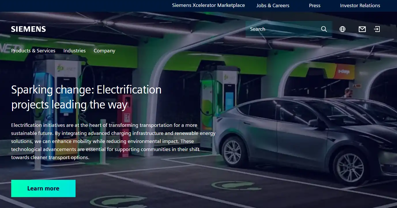 Siemens website homepage image