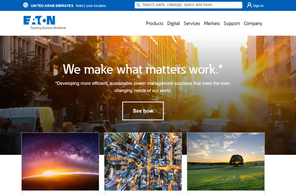 Eaton website homepage image