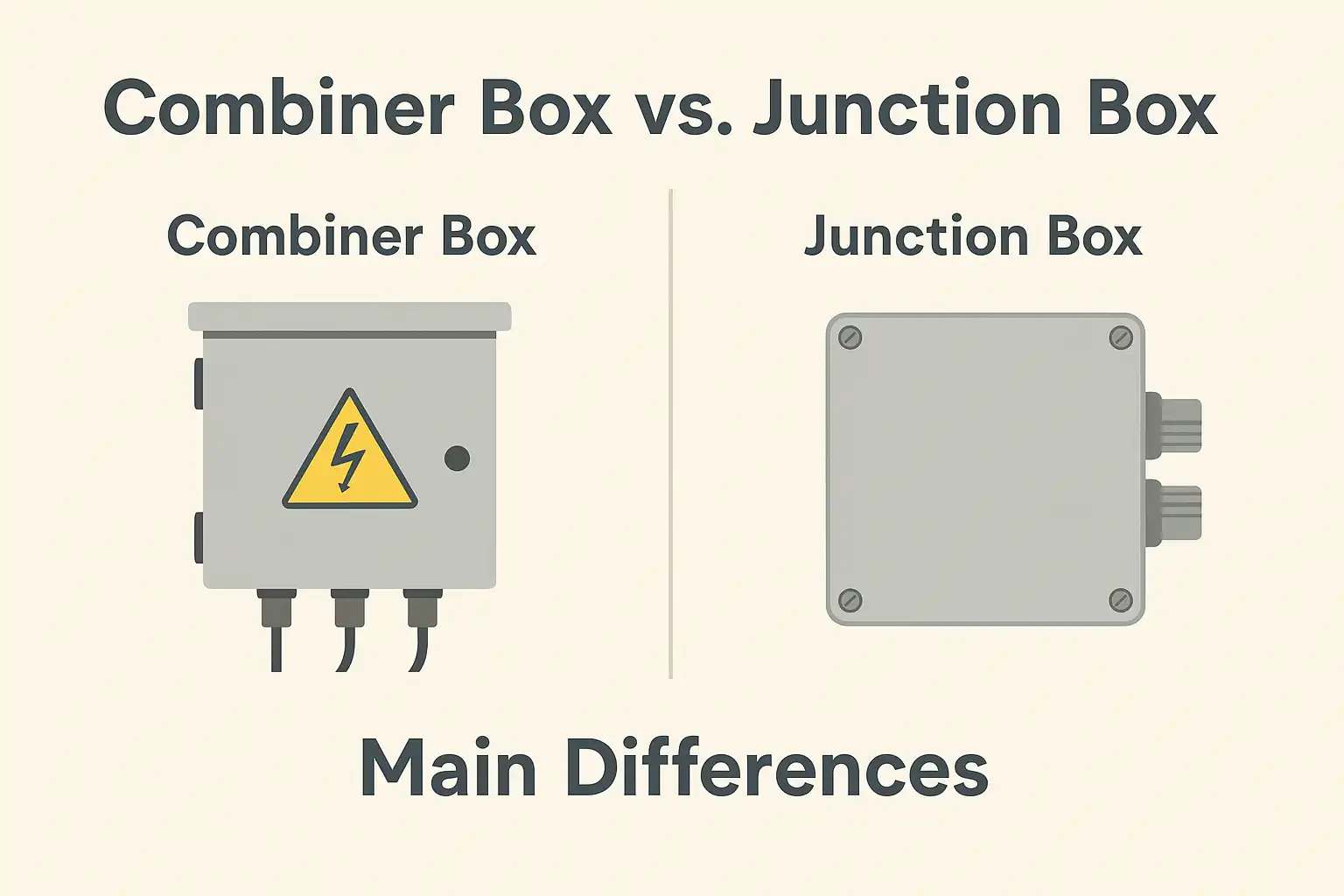 Combiner box and junction box main differences