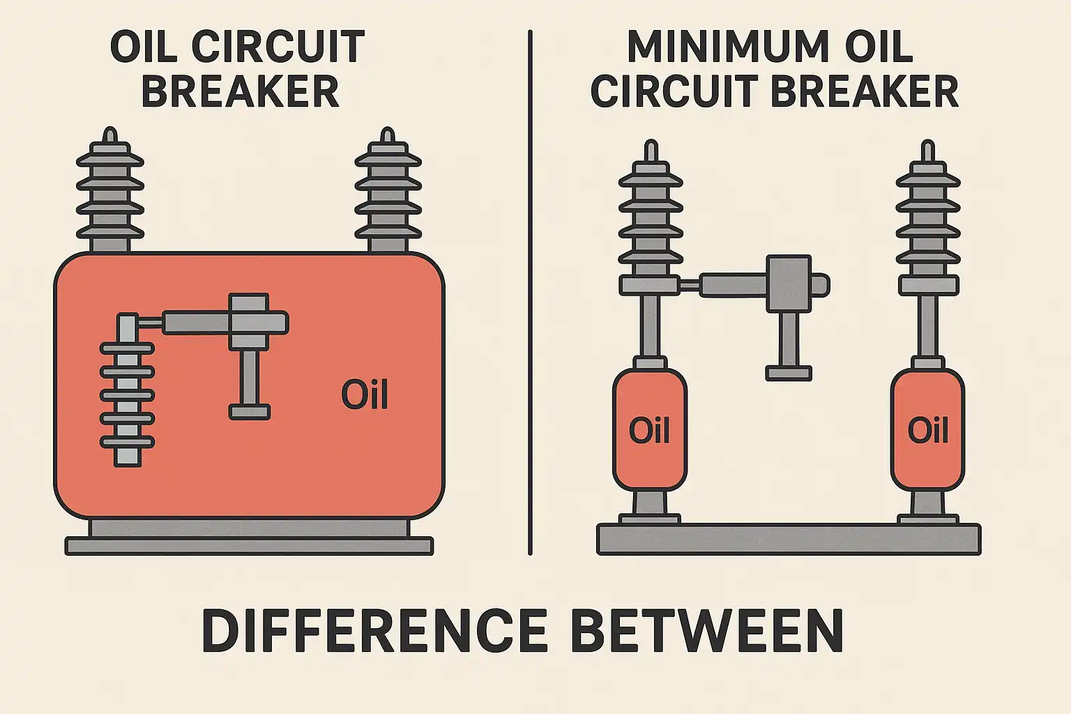 Difference Between Multi-Oil and Low-Oil Circuit Breakers