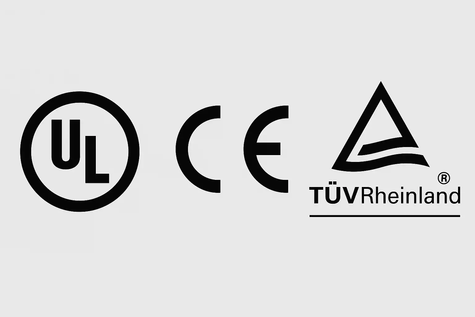 UL, CE, TUV certification icons