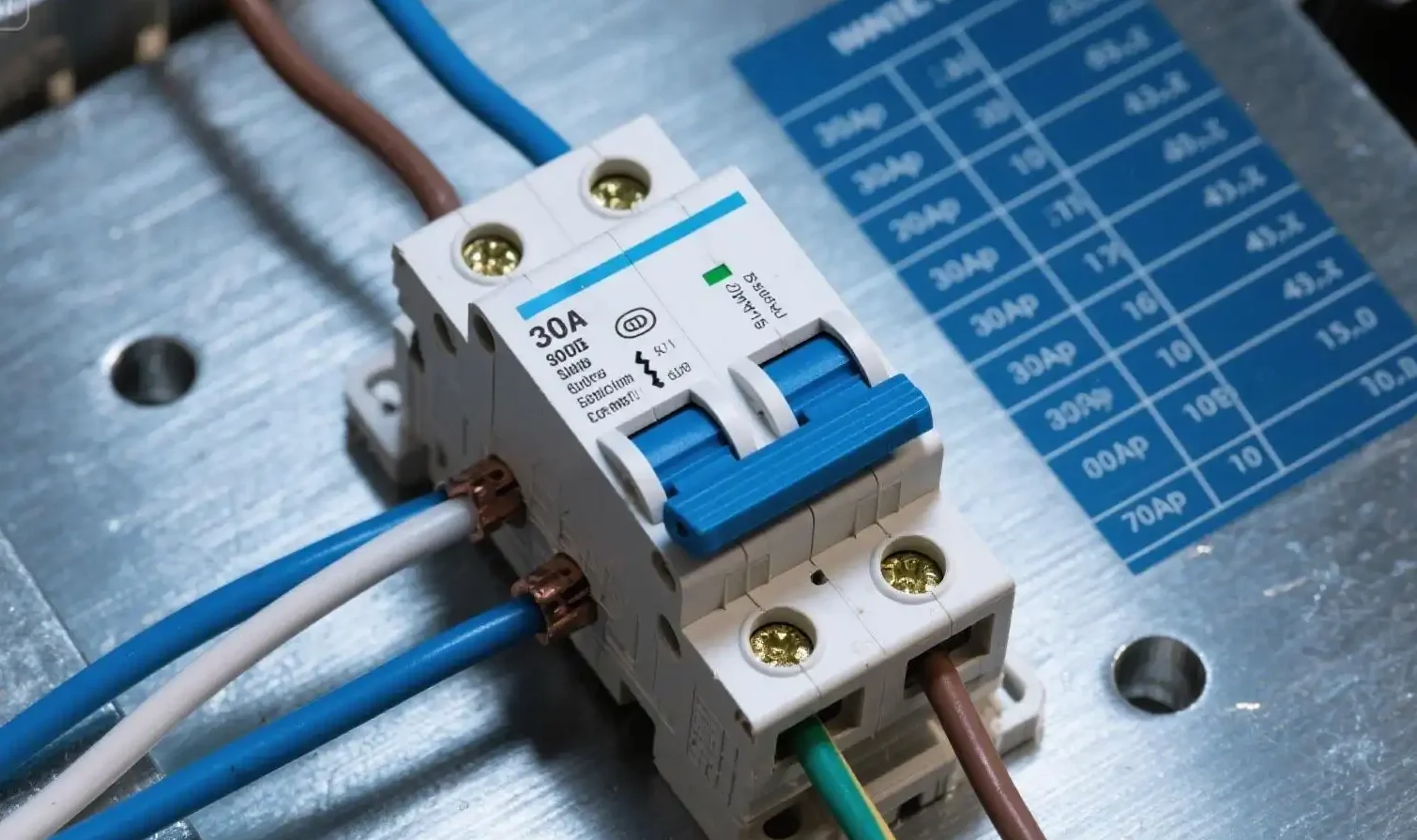 What size of wire is suitable for a 30 ampere circuit breaker