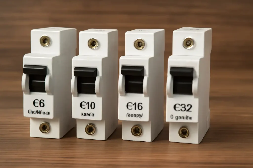 Capacity of different circuit breakers
