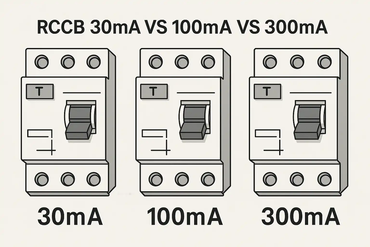 RCCB 30mA vs 100mA vs 300mA