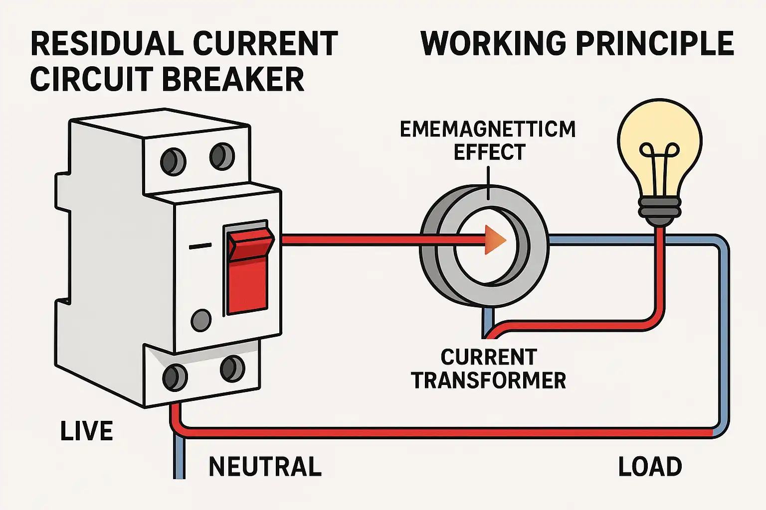 Residual current circuit breaker and its working principle
