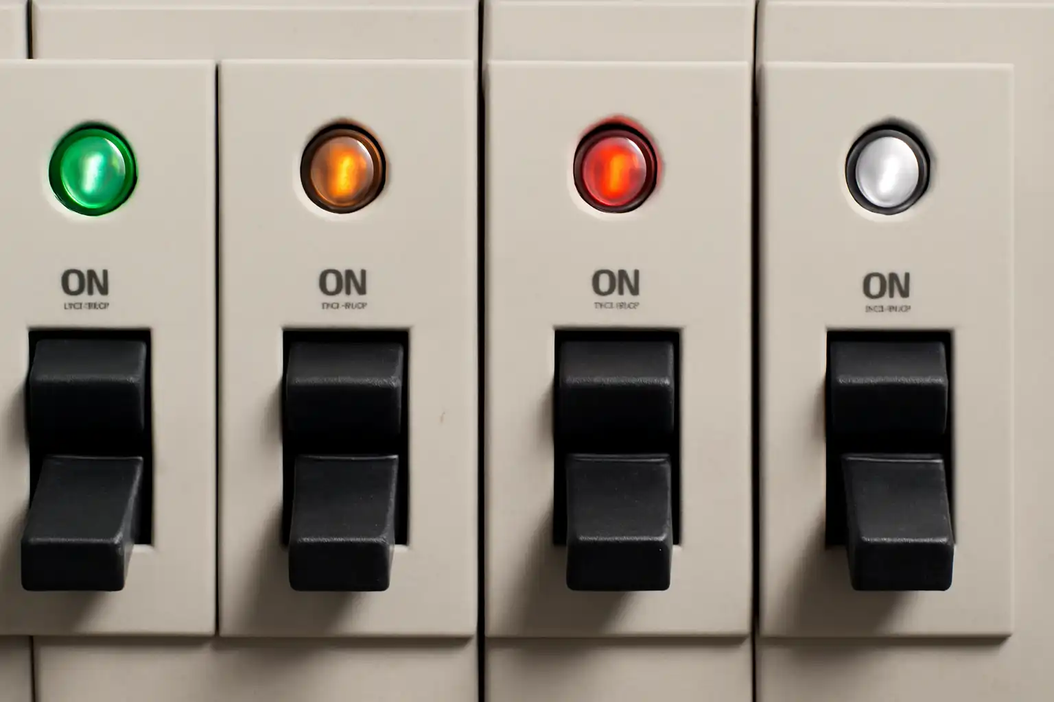 Status of indicator lights for different circuit breakers