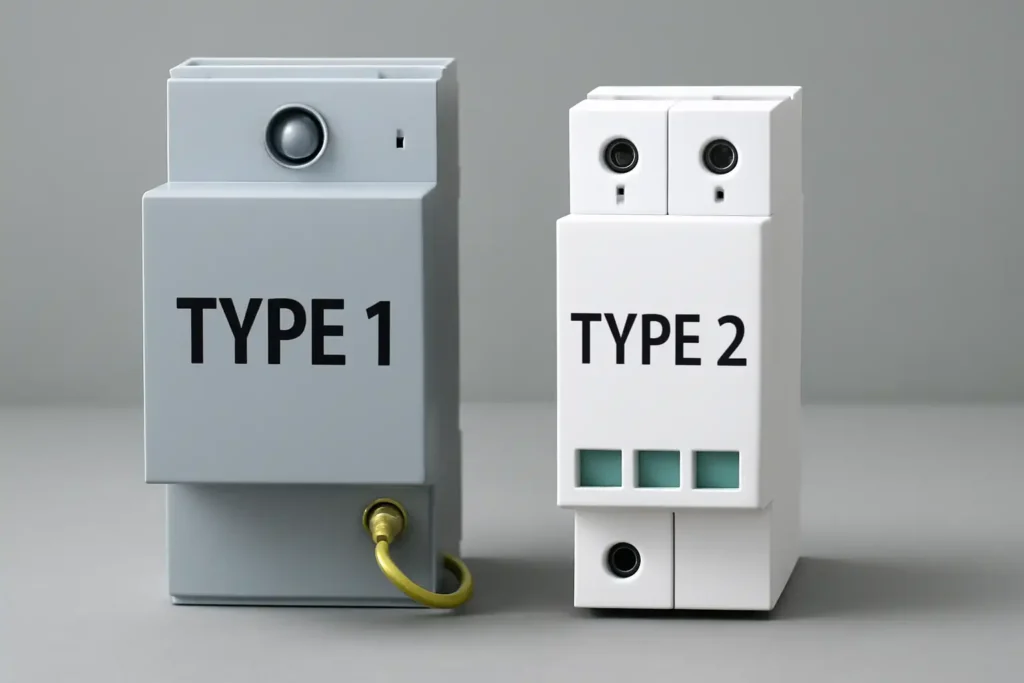 Type 1 and Type 2 surge protectors