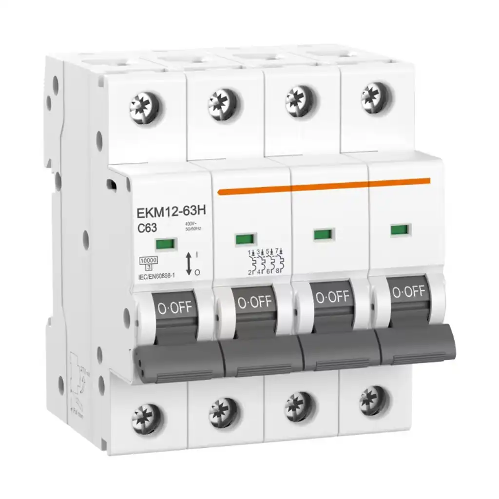 Four-pole DIN rail miniature circuit breaker