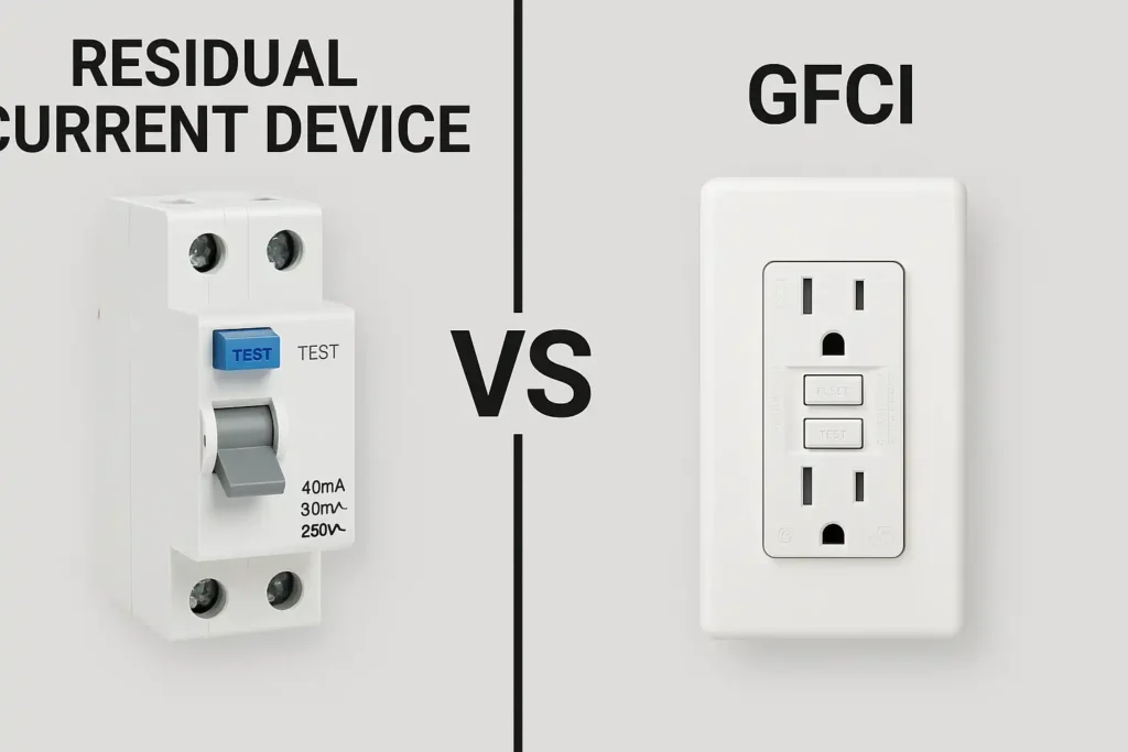 Comparison between residual current device and GFCI