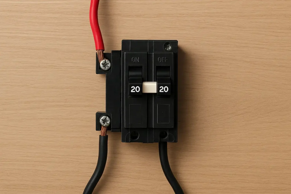 Connect a bipolar 20 ampere circuit breaker