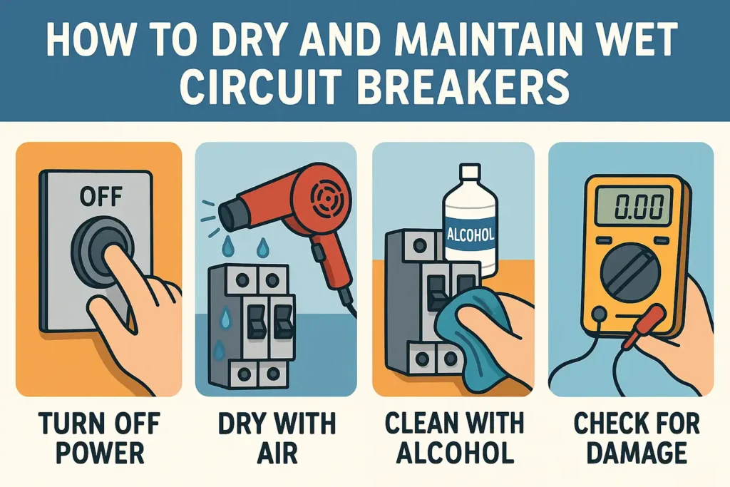 How to dry and maintain wet circuit breakers