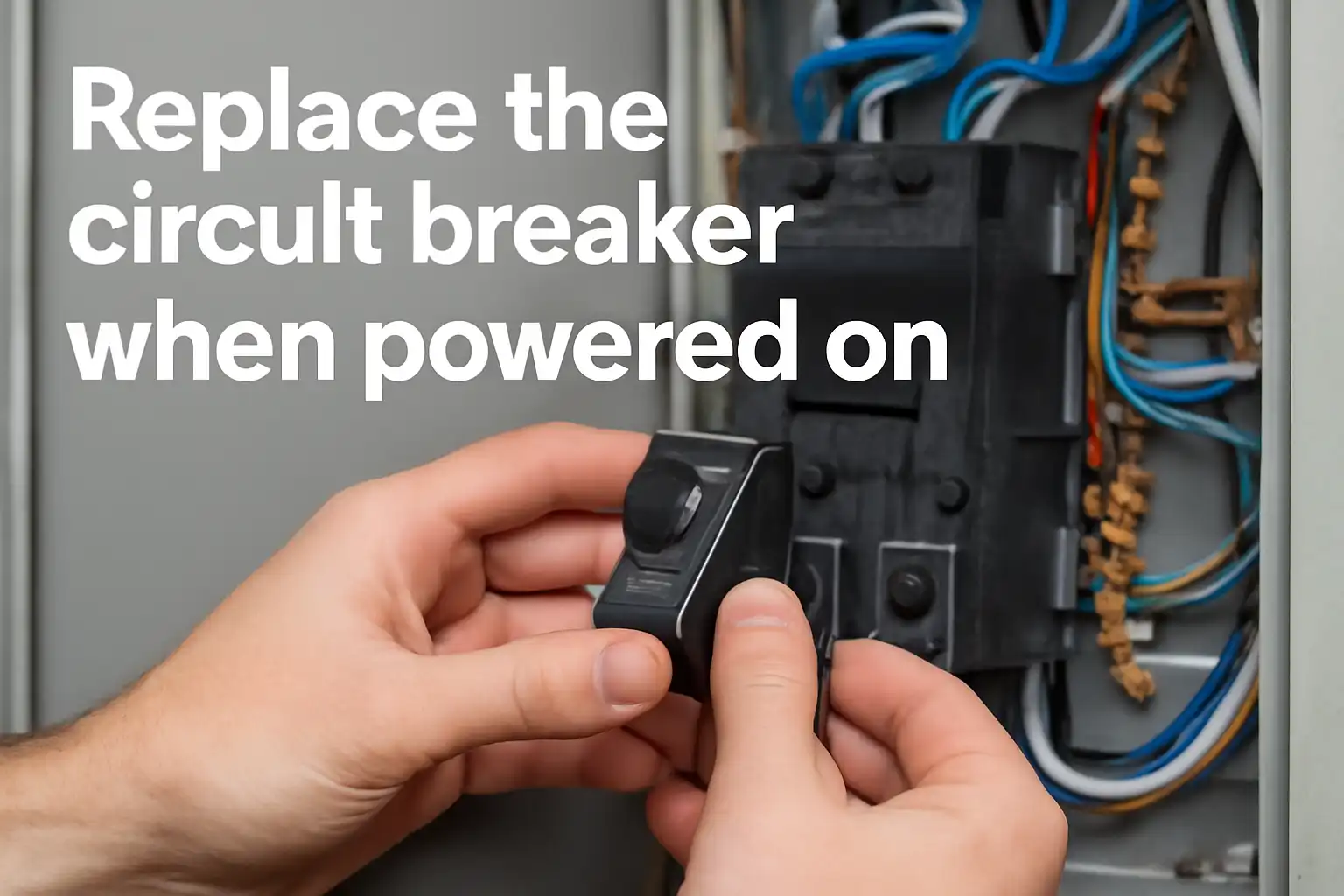 Replace the circuit breaker when powered on