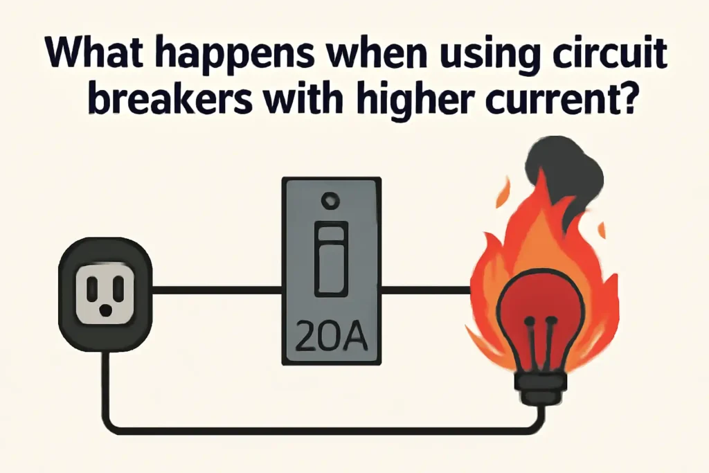 What happens when using circuit breakers with higher current