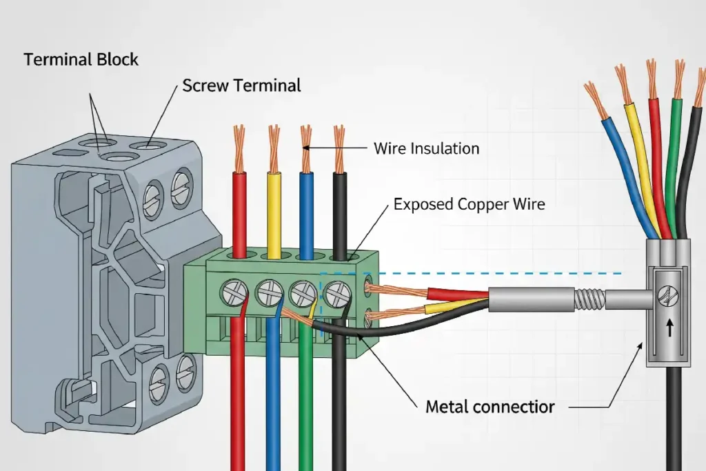 How many wires can be connected to one terminal block