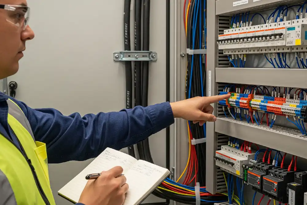 People are identifying wiring terminals