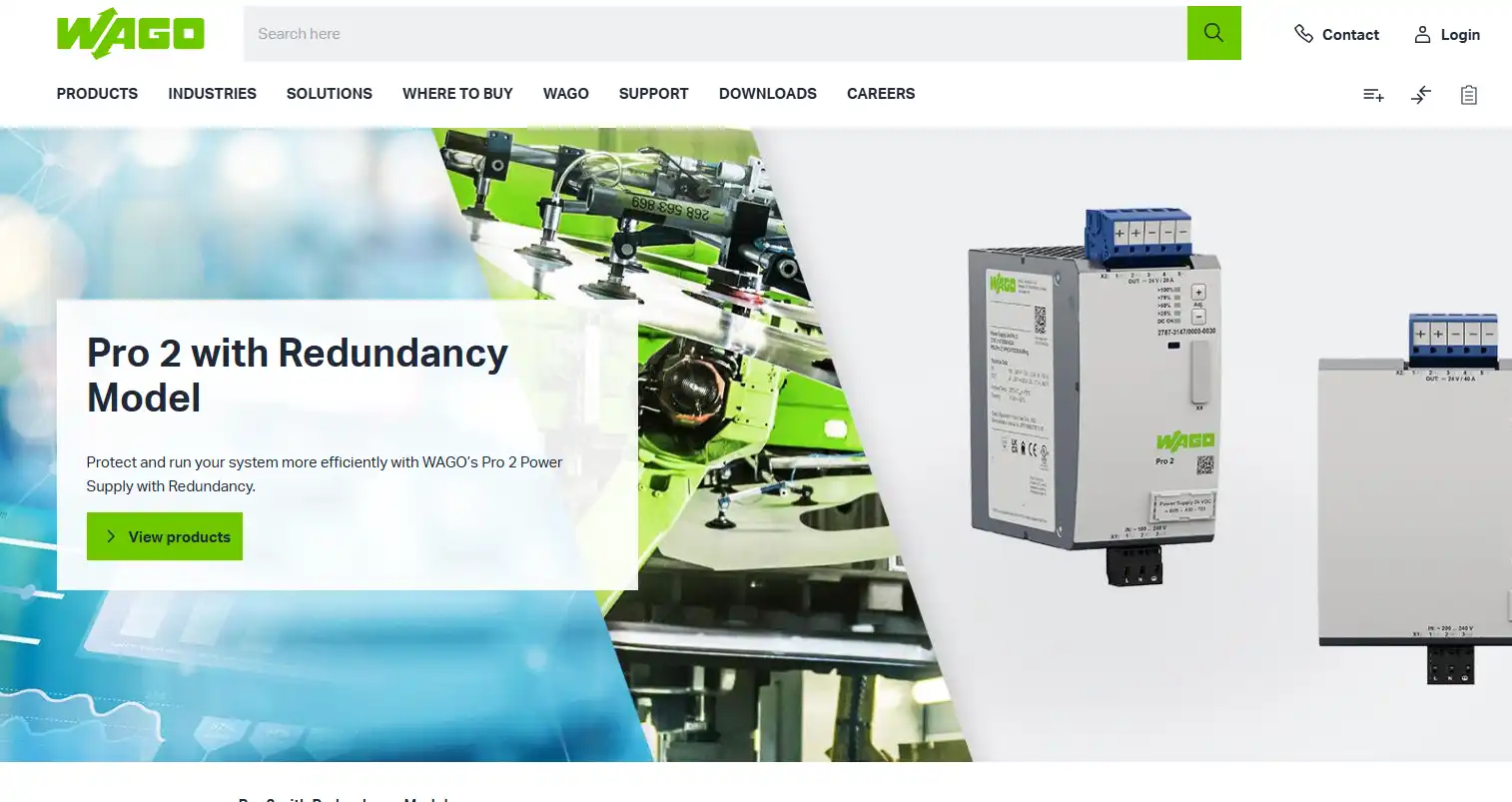 WAGO website homepage
