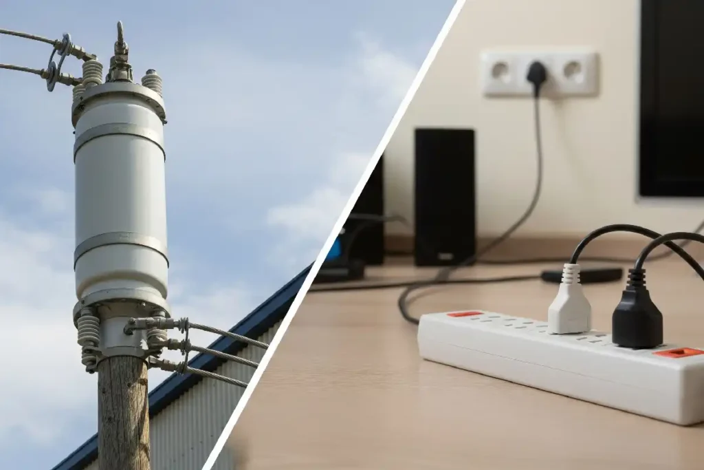 What is the difference between a surge protector and a surge arrester