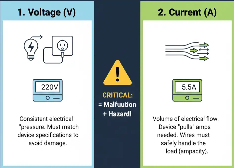 Voltage and current requirements