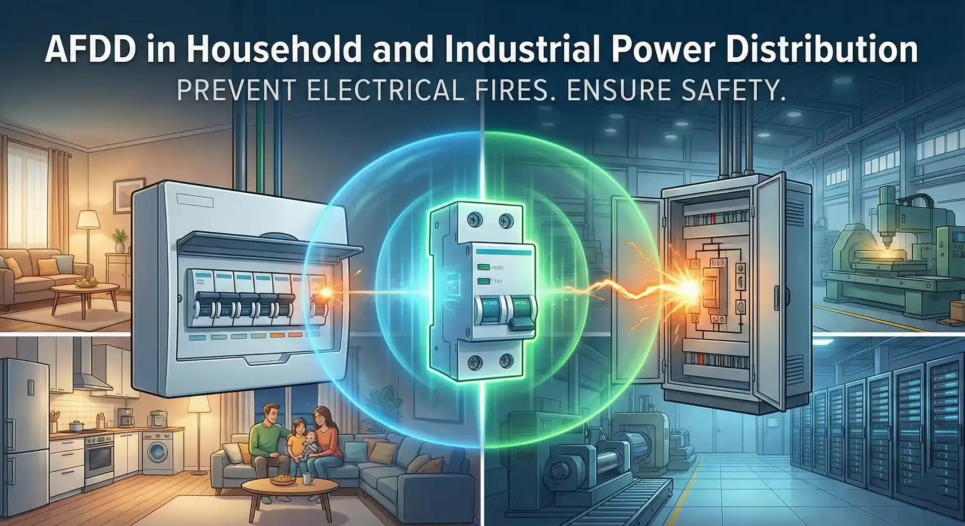 AFDD in household and industrial power distribution