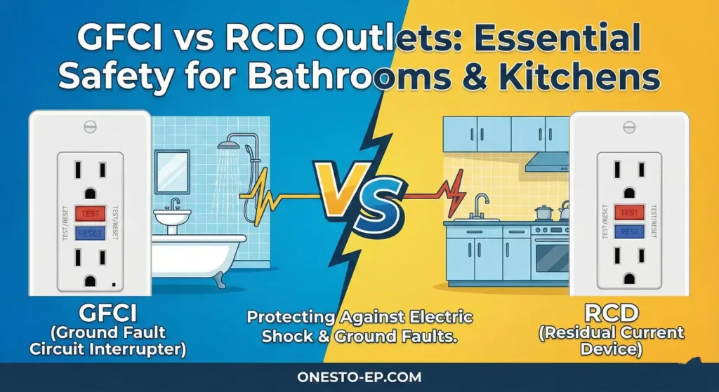 GFCI vs. RCD Outlets Essential Safety for Bathrooms and Kitchens.