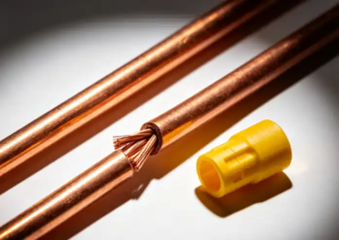 Two straight, untwisted copper wires next to a removed wire nut, demonstrating the dangerous and common installation mistake of under-twisting which leads to loose connections and fire hazards.