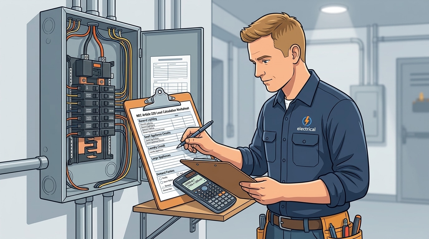 NEC load calculation worksheet for sizing an automatic transfer switch