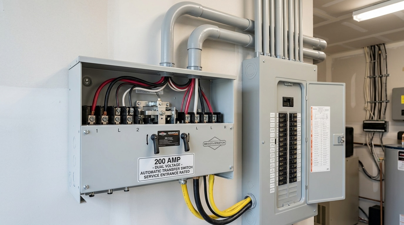 how to size an automatic transfer switch to match 200A main breaker