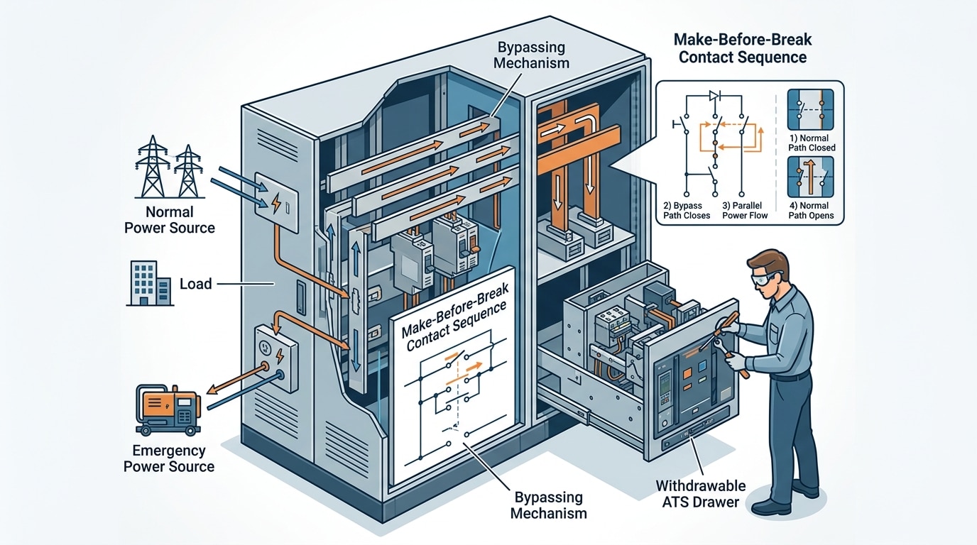 bypass isolation automatic transfer switch independent bypass path for live maintenance