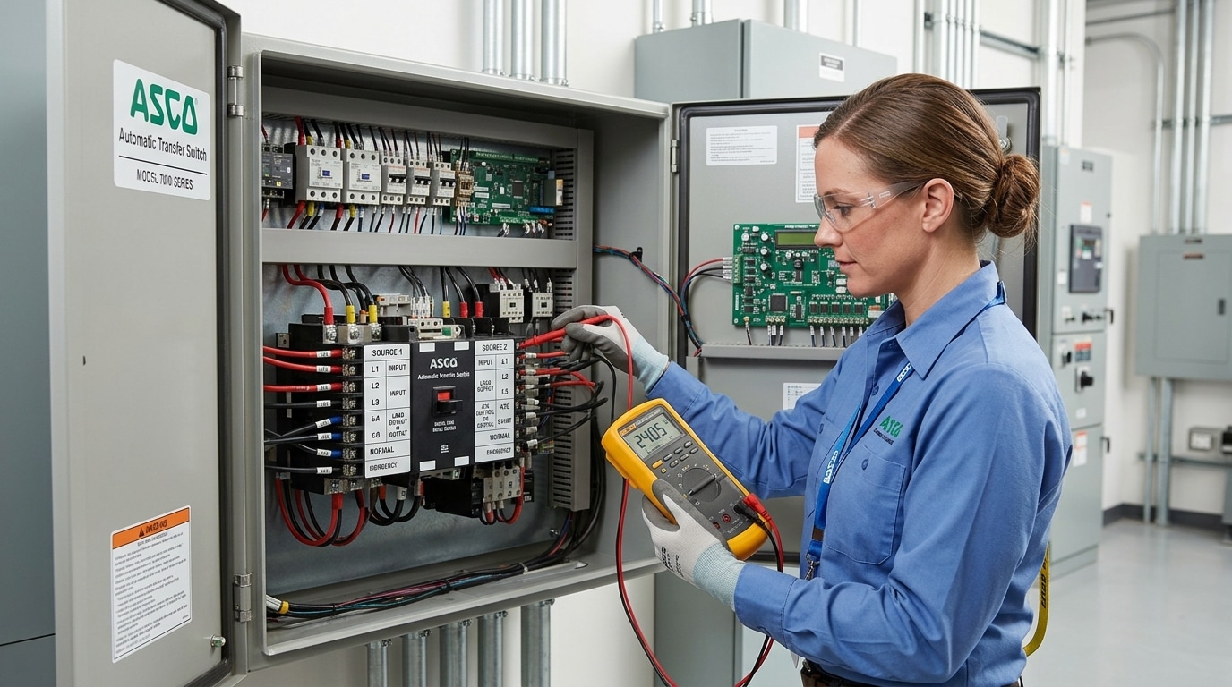 automatic transfer switch troubleshooting with multimeter on ATS terminals