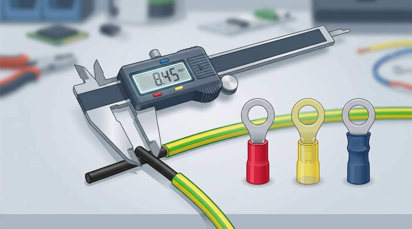 measuring cable insulation OD to match cold press terminal sleeve bore size