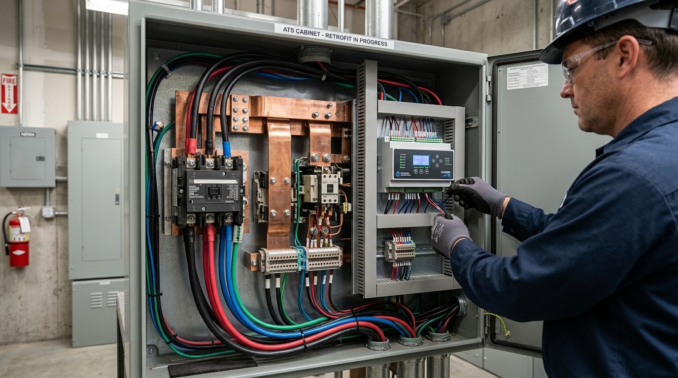 ATS retrofit upgrade cost 2026 scope inspection showing controller replacement