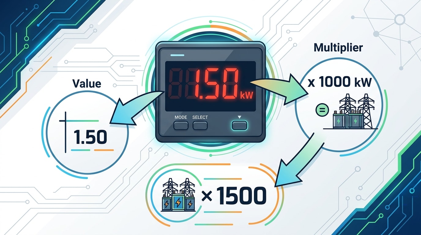 How to read digital panel meter decimal point and kilowatt prefix