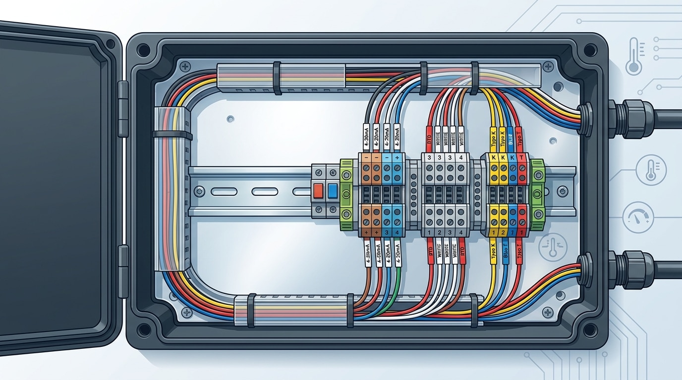 multi-level terminal block applications in sensor field enclosure