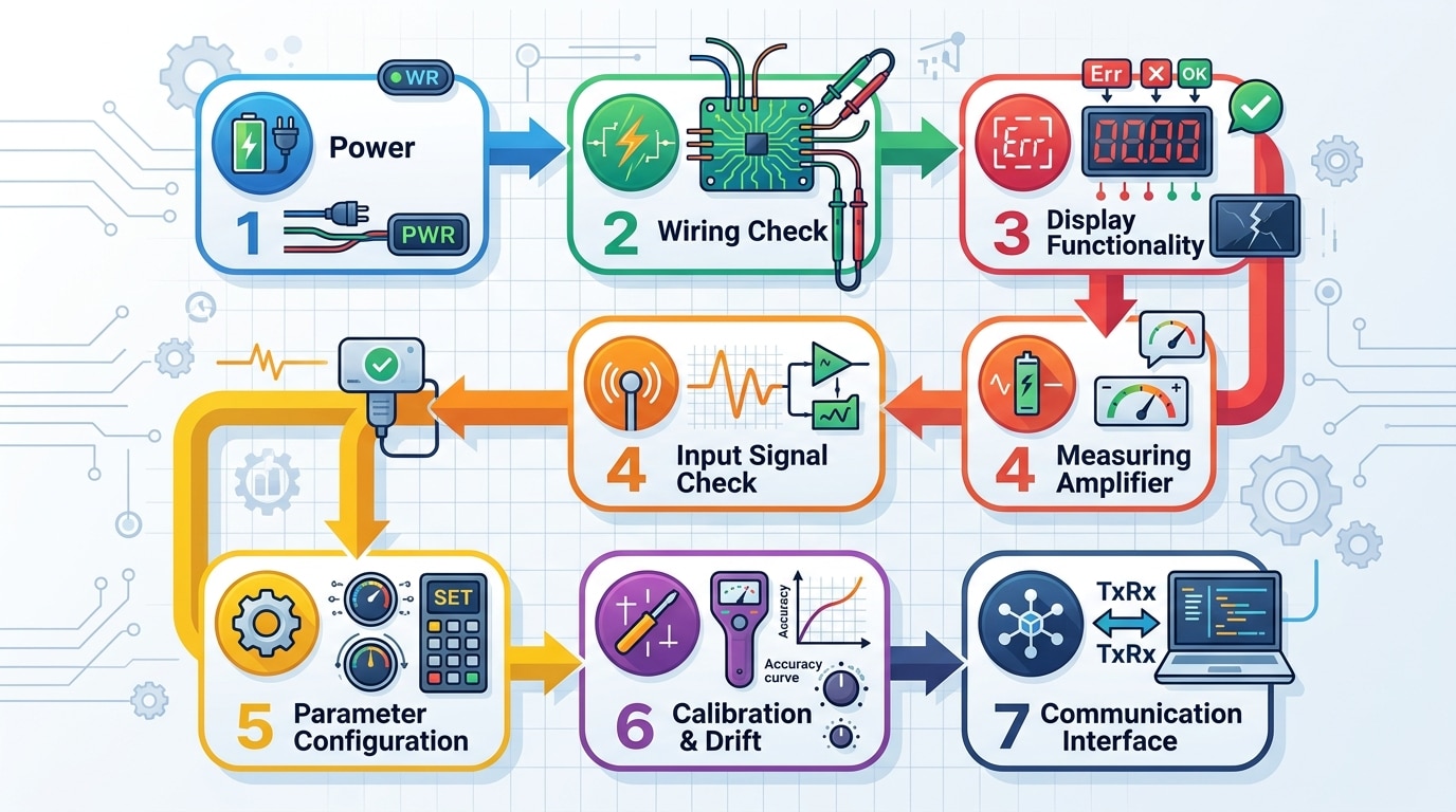 digital panel meter troubleshooting 7-step framework flowchart