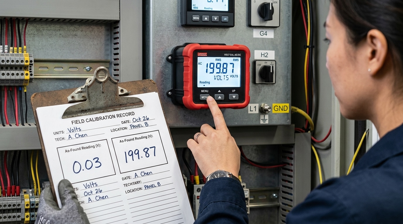 recording baseline readings during digital panel meter calibration procedure