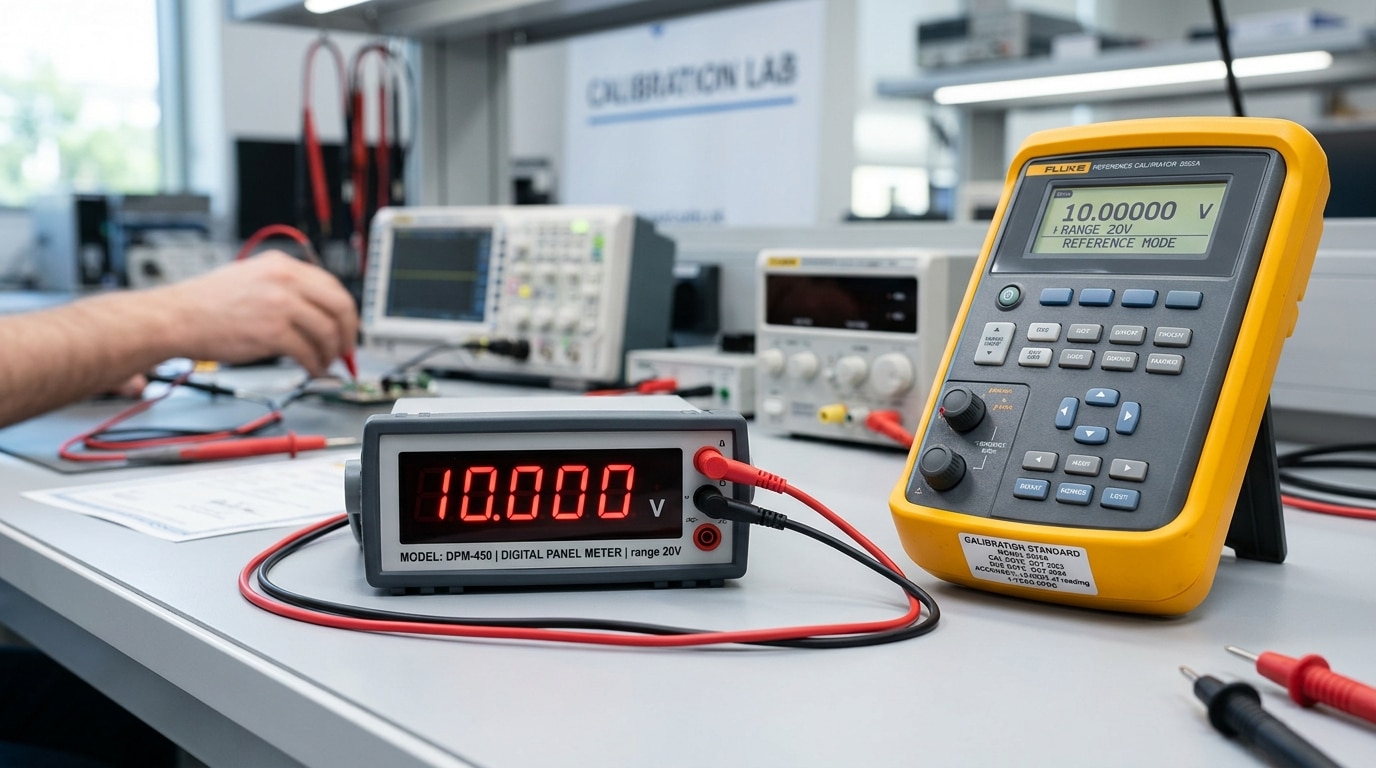 digital panel meter calibration accuracy comparison reading vs full scale
