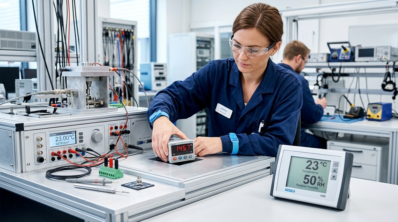 digital panel meter calibration environment setup at 23°C ambient temperature