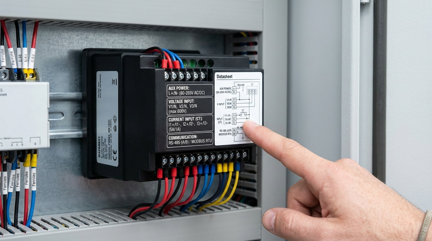 how to install digital panel meter terminal identification from datasheet