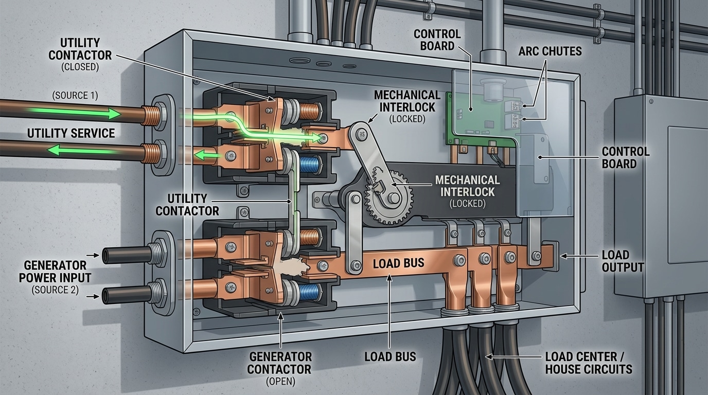 how to install an automatic transfer switch internal components diagram