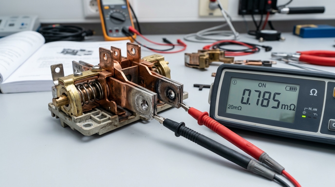 Welded ATS main contacts with arc damage — common ATS failures and causes inspection