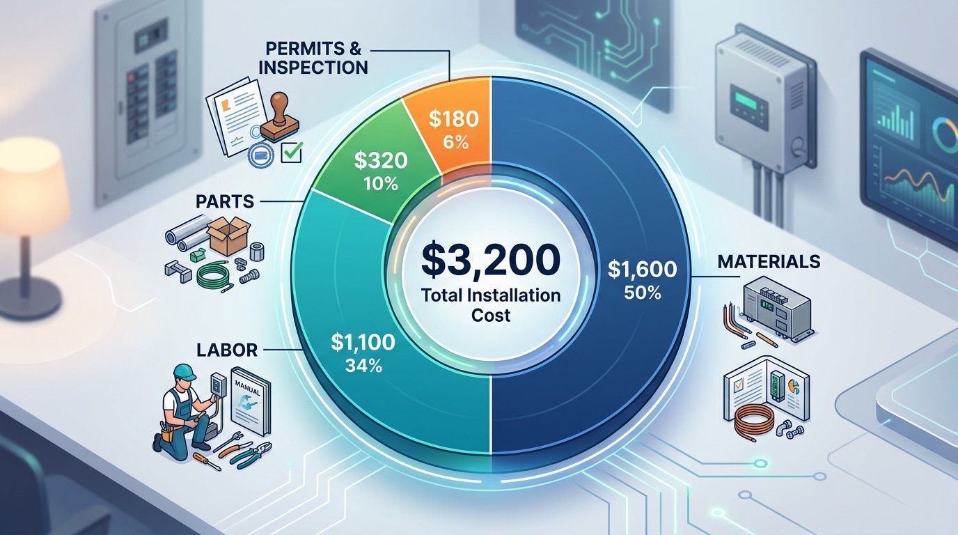 automatic transfer switch installation cost breakdown by parts labor and permits