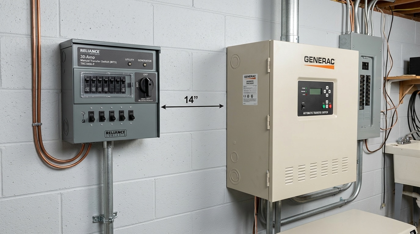 automatic transfer switch installation cost compared to manual transfer switch side by side