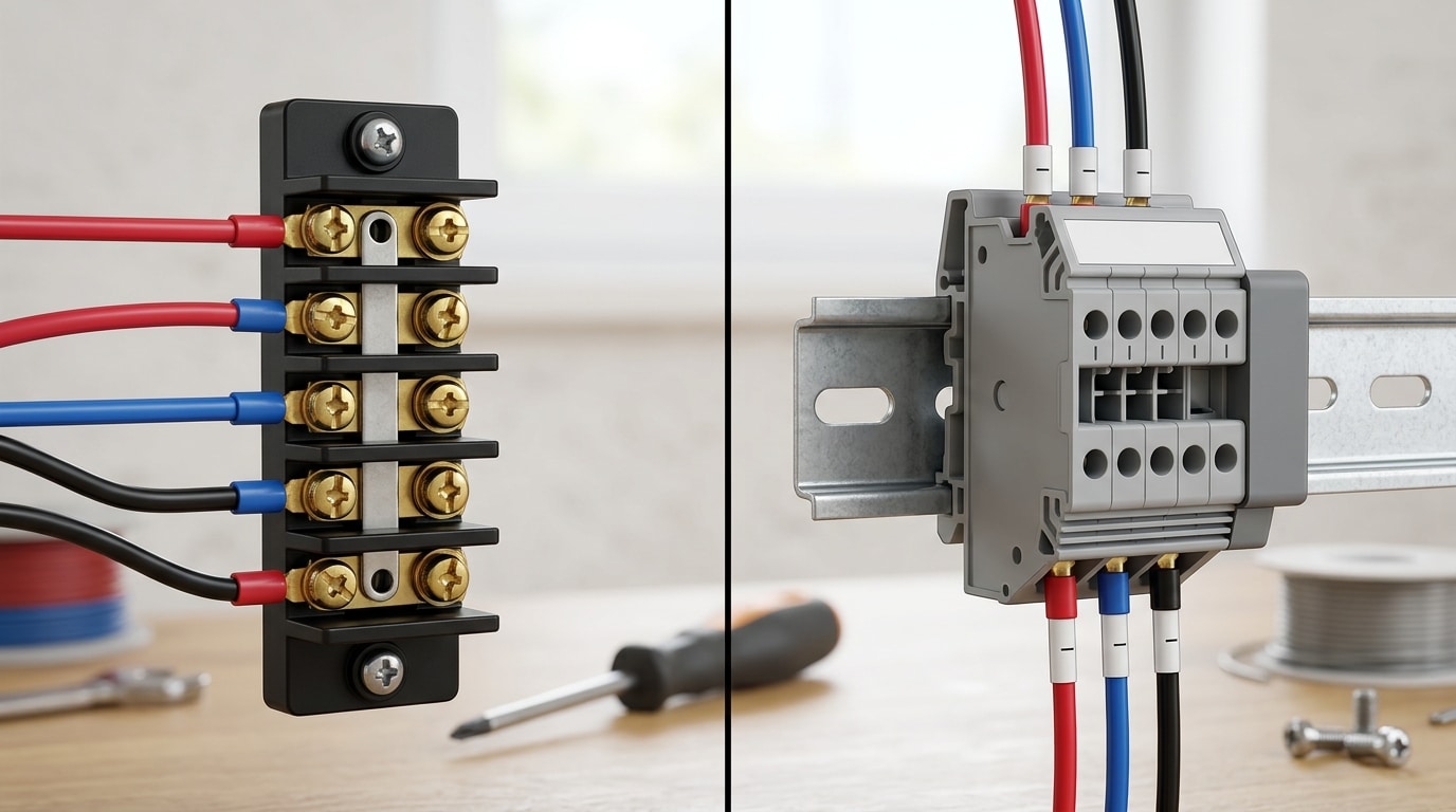 barrier terminal block vs din rail terminal block side by side comparison