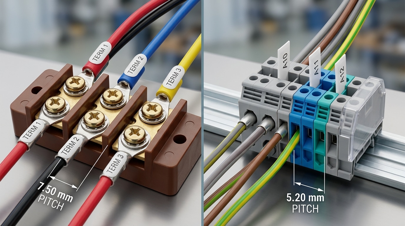 barrier terminal block vs din rail terminal block dimensional comparison