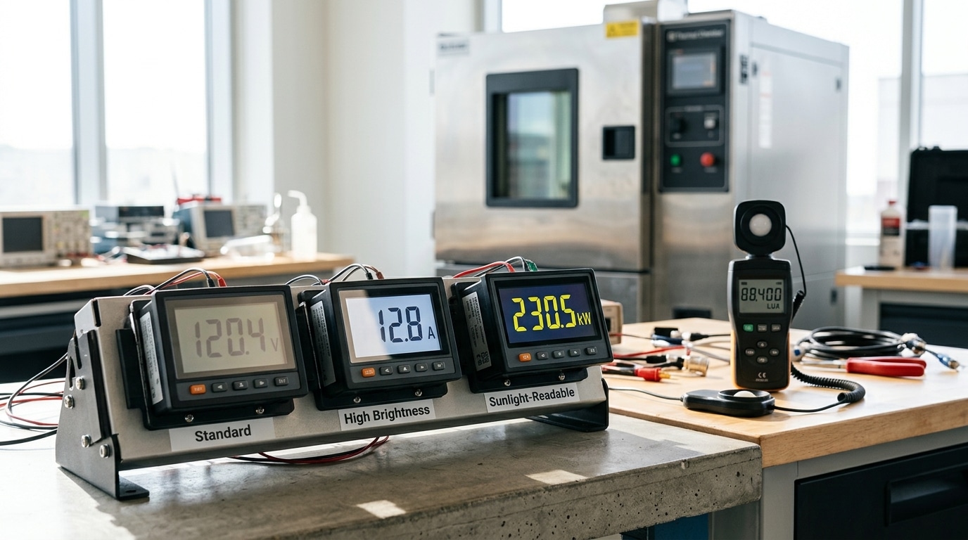 Comparing accuracy class and display brightness specs of waterproof digital panel meter IP65 models