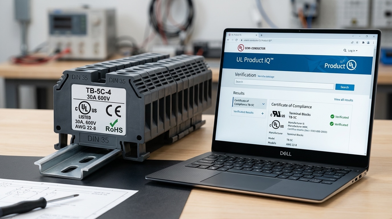 Verifying China terminal block manufacturer certifications on UL database