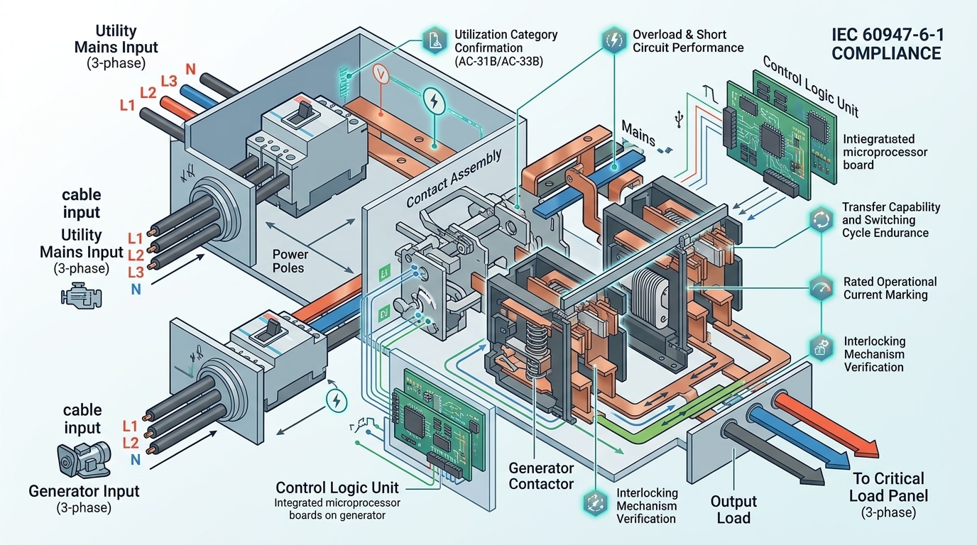 ATS IEC 60947-6-1 standard scope diagram showing transfer switching equipment components
