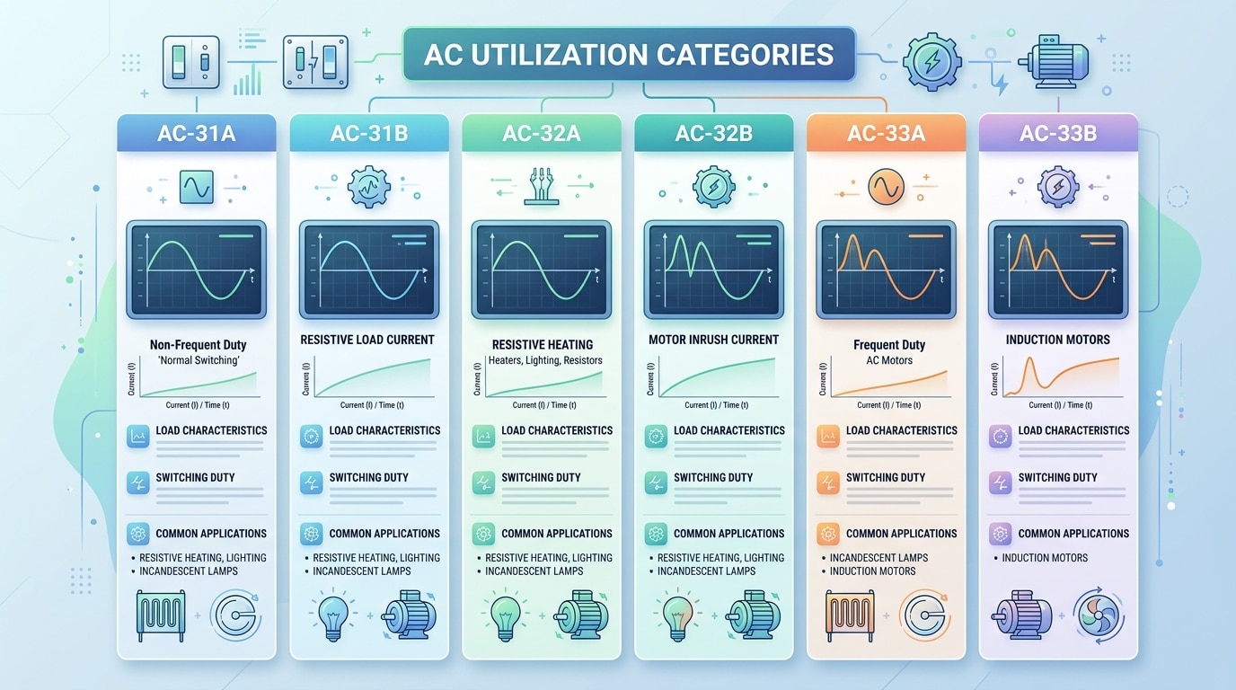 IEC 60947-6-1 utilization categories AC-31A AC-32B AC-33B decoded for ATS selection
